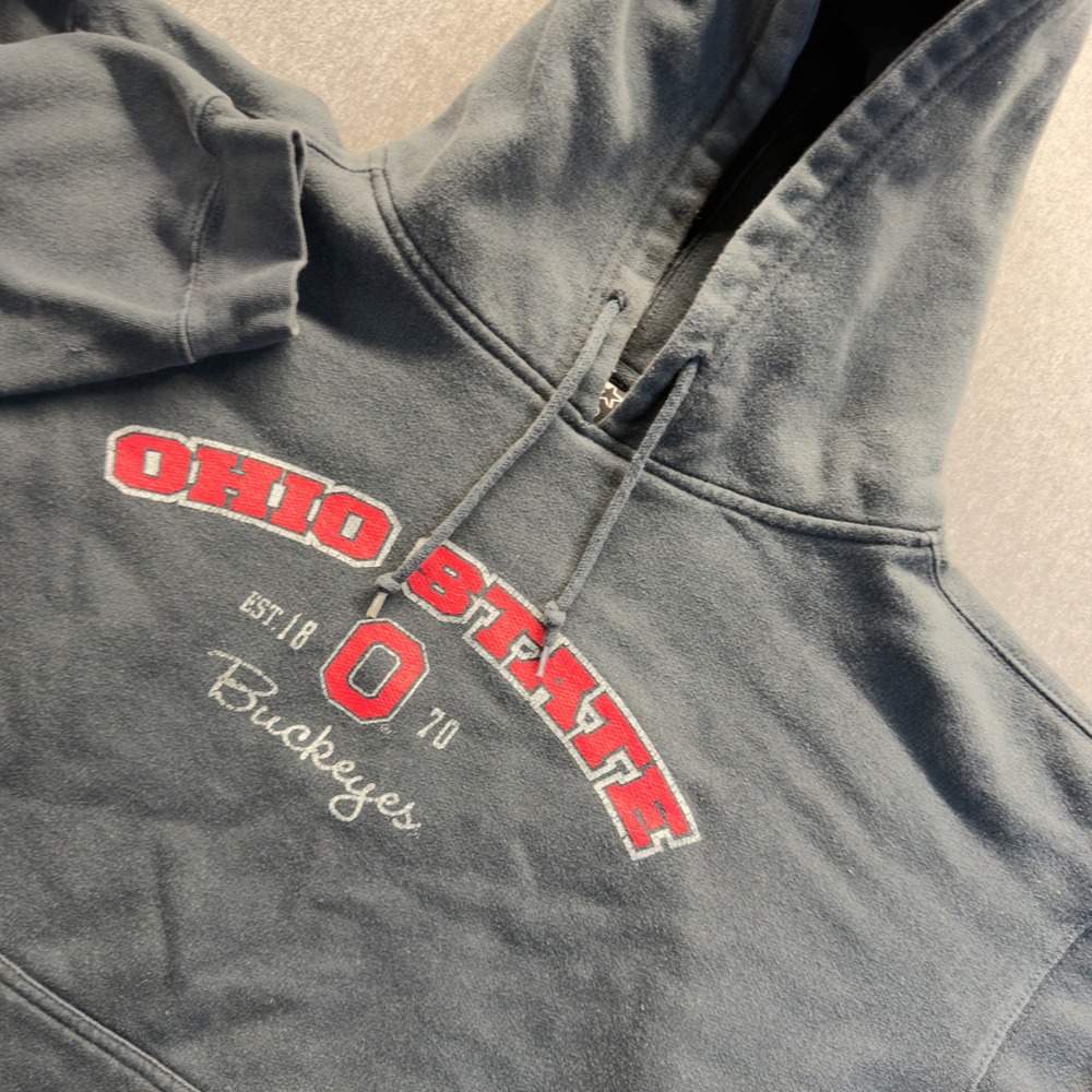 Starter Ohio State Buckeyes Hoodie Mens Large Gray Fleece Sweatshirt RN104648